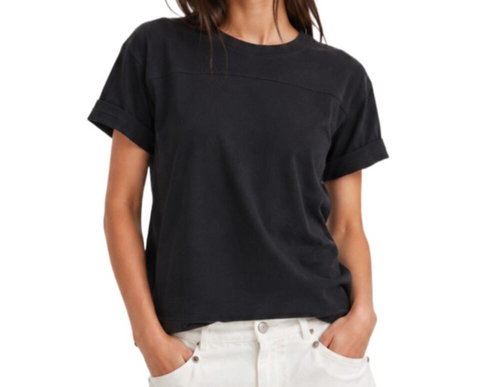 CHRLDR Black Pima Cotton Block Sleeve Tee Heavyweight Stretch XS Street Chic